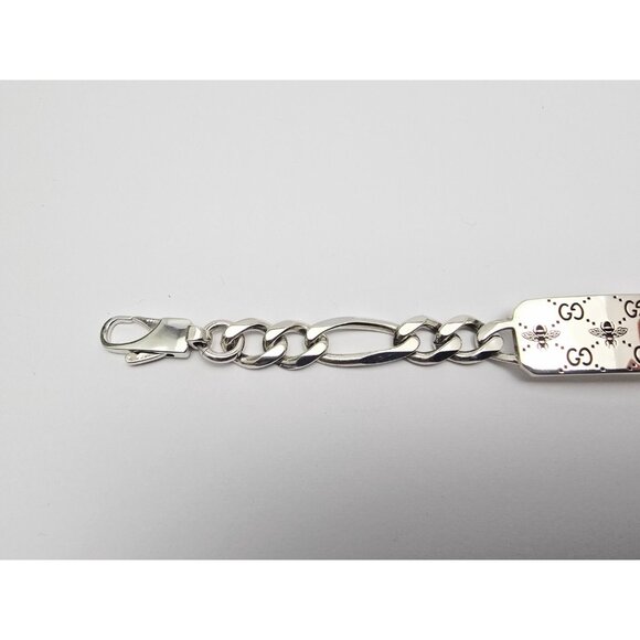 Gucci Sterling Silver 925 Signature Bee Motif and GG Link ID Bracelet Size 6.75" - Picture 10 of 16